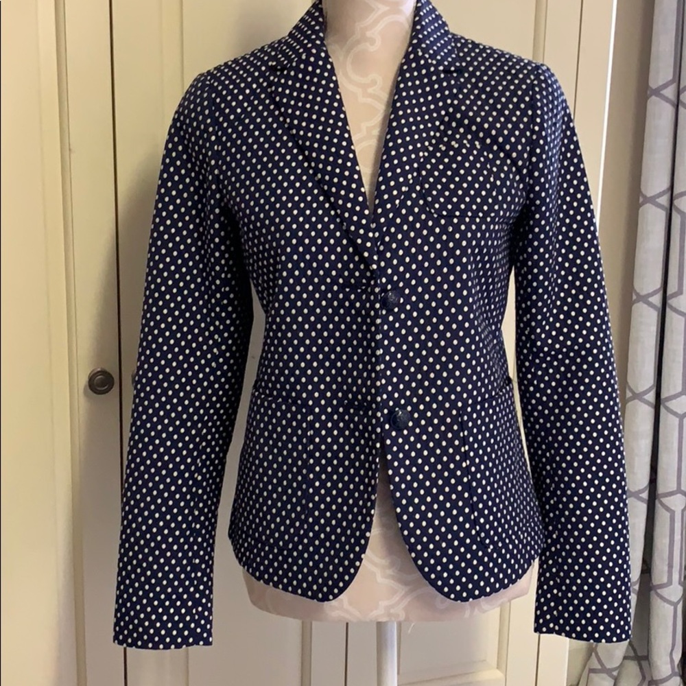 Gap The Academy Blazer Sz 2 Blue with white dots